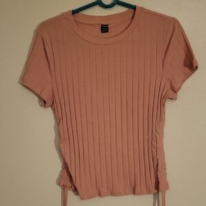SHEIN Pink Ribbed Fitted T-Shirt